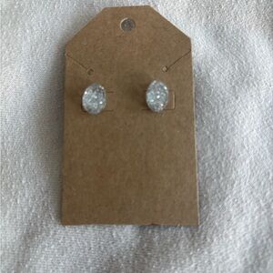Sparkling Silver Oval Earrings